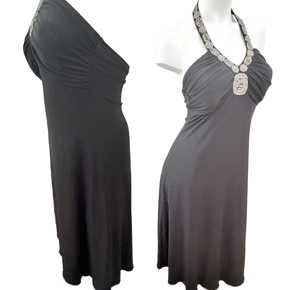 Spenser Jeremy Vintage 90s Beaded Halter cocktail dress backless - Picture 4 of 8